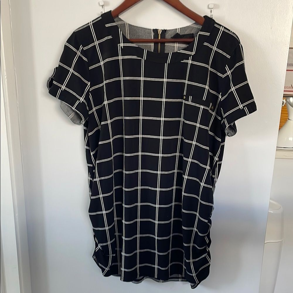 Sweet Wanderer Black and White Boxy Short Sleeve Blouse